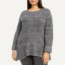Style &amp; Co Womens Plus 0X Black Gray Cuffed Sleeve Cable Knit Sweater NW... - £20.79 GBP