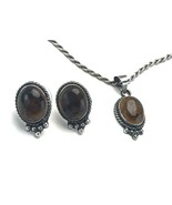 Vintage Taxco Mexico 925 Sterling Silver Baltic Amber Necklace Earrings Set - $183.37 CAD