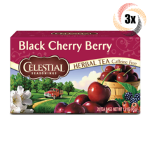 3x Boxes Celestial Seasoning Black Cherry Berry Herbal Tea | 20 Bag Each | 1.6oz - £17.31 GBP