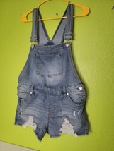 No Boundaries Juniors Overalls Denim Jean Shorts Large 11-13 - £19.10 GBP