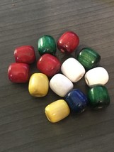 Lot of 13 Craft Jewelry Beads Wooden Painted Yellow Red White Green Blue 1/2&quot; - £7.09 GBP