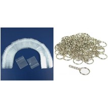 Resealable Clear Plastic Bags 2&quot; x 2&quot; &amp; Nickel Plated Key Chain Ring Kit 150 Pcs - £12.16 GBP