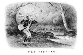 Fly Fishing by Currier &amp; Ives - Art Print - £17.53 GBP+