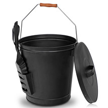 Metal Fireplace Ash Bucket With Shovel Lid Cover Fire Pits Stove Sturdy ... - $55.99