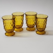 Vintage American Whitehall By Colony Cubist 3⅞” Amber Juice Glasses - Set Of 4 - £23.44 GBP