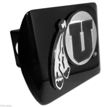 University Of Utah Chrome Emblem On Black Usa Made Trailer Car Hitch Cover - £60.73 GBP