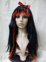 Punk Red Black Enchanted Wig Ribbon Bow Sexy Goth Fairytale Princess Riding Hood - £13.32 GBP