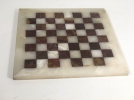 Hand Made Marble Chess Board - Ivory &amp; Brown 12”x 12” Display - £71.20 GBP