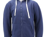 Men&#39;s Heavyweight Thermal Zip Up Hoodie Sherpa Lined Navy Sweater Jacket... - £20.61 GBP