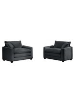 Deep Seated Grey Corduroy Sofa Set &amp; Single Chairs for Home Office - $891.29 CAD