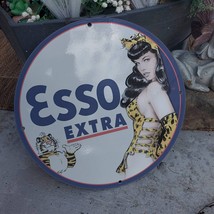 1963 Vintage Style Esso Extra Gasoline Fuel Fantasy Porcelain Enamel Sign - £97.73 GBP