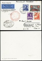 1936 Graf Zeppelin Switzerland - North American Flight Card To USA Stuar... - £79.24 GBP