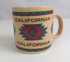 Vintage 1987 KSA California 3.5&quot; Coffee Cup With Southwestern Aztec Design - £7.76 GBP