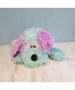 National Toy Turquoise &amp; Purple Fuzzy Puppy Dog Plush 12&quot; Long - £6.75 GBP