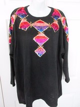 B.I.B. SML Sport Embellished Pullover Sweater 2X Black Xmas Sequins MINT... - £15.94 GBP