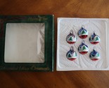 6x Decorated Mini Glass Ornaments Tree Red Blue White Holiday Time Mexic... - $12.00