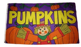 3x5 Happy Fall Pumpkins Scarecrow Halloween Purple Flag 5x3 Grommets Autumn - £14.42 GBP