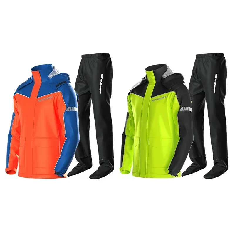 Le rainsuit reflective windproof jacket pants split motorbike suit lightweight foldable thumb200
