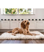 Paw PupRug Portable Orthopedic Dog Bed White with Brown Accents - £53.07 GBP