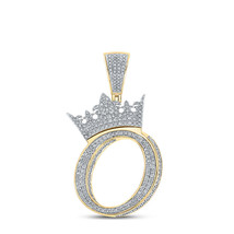 10kt Two-tone Gold Mens Round Diamond O Crown Letter Charm Pendant 1-3/8 Cttw - £1,997.21 GBP