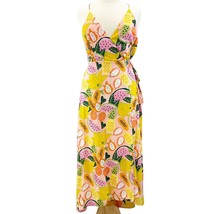 NEW Hutch Womens XL Hi-Low Maxi Wrap Dress Tropical Fruit Watermelon Yellow  - £112.82 GBP