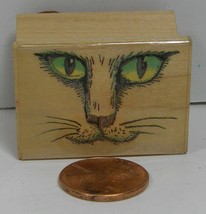 Rubber Stamp Cat All Night Media 1978 227D Cat Face 1-1/2 X 1&quot;   BAF - $9.99