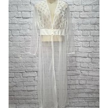 Vintage Nancy King Sheer Nylon Peignoir Robe White Bridal Size M New Sat... - £45.50 GBP