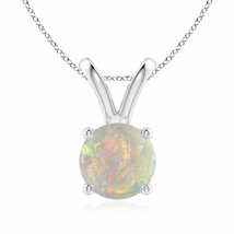 ANGARA Natural Opal Solitaire Pendant Necklace in Sterling Silver (Size-8mm) - £189.23 GBP+