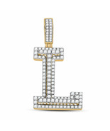 10kt Yellow Gold Mens Round Diamond Initial L Letter Charm Pendant 1-1/3... - £1,086.68 GBP