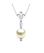 0.25ct Natural I-J Diamond Pearl 14k White Gold Elegant Pendant AJ03090117 - £581.92 GBP