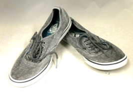 Vans Dark Gray Athletic Canvas Shoes Fashion Sneakers Unisex Men 7.5 Woman 9 - £8.42 GBP