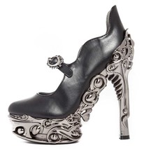 Hades KATJA Black Maryjane Pump 6&quot; High Ornate Molded Heels Platform Ank... - $144.00