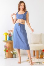 Women&#39;s Blue Sleeveless Square Cut Out Midi Dress (S) - £16.07 GBP