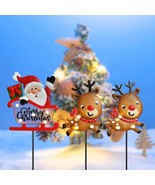 Set of 3 Lighted SANTA CLAUS REINDEER Yard Stakes Timer Outdoor Christma... - $444.41 MXN