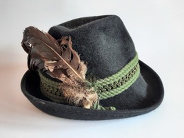 Vintage Austrian - Tyrolean classic hunting hat, size - 56/57 # 0129 - £16.64 GBP