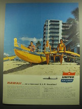 1957 United Air Lines Ad - Hawaii.. on a low-cost V.I.P. Vacation - £14.46 GBP