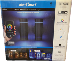 Atomi Smart Wifi Wall Light/ Sconce 2-pack Color Changing 1200-lumen Brightness - £78.33 GBP