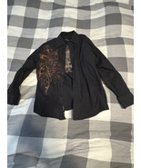 Lamasini Boys Black Button-Up Shirt w/ Embroidered &amp; Beaded Design - Size 6 - $14.66 CAD