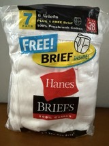 VTG 2000 Hanes Men’s Classic White Briefs 38 100% Cotton Underwear 7 Pairs - $40.10
