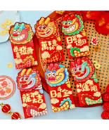 Set of 6 Chinese New Year of Dragon Red Envelope Lucky Money Bags - £7.09 GBP