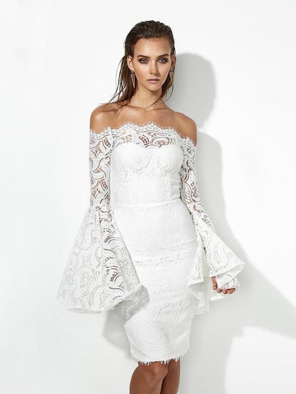 Flare Sleeve Pierced Strapless Dress