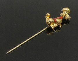 14K GOLD - Vintage Sitting Poodle Dog Enamel Detail Shiny Lapel Pin - GOT030 - £138.55 GBP