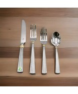 Waterford Carleton Flatware 18/10 Stainless Place Setting Gold Accent 4 Pcs - $1,324.80 MXN