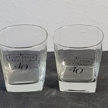 Forty Creek Whiskey on the rocks glass set of two square low ball 2 glasses set - £7.51 GBP