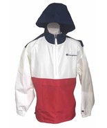 Champion Mens Medium Vtg 1990s Handwarmer Pocket 1/2 Zip Windbreaker - $31.47