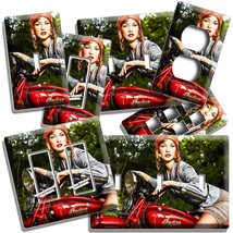 Cute Girl Retro Bike Vintage Red Motorcycle Light Switch Outlet Wall Plate Decor - £12.79 GBP+