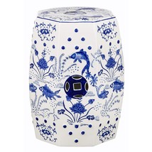 Safavieh Cloud 9 Koi Ceramic Decorative Garden Stool, Blue, Medium - £86.85 GBP