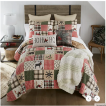 Christmas Holiday Holly Forest 100% Cotton Quilted Bedding Set Patchwork... - $814.33 MXN+