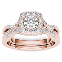 Authenticity Guarantee 
10K Rose Gold 0.40 Ct Round Cut Diamond Halo Eng... - £521.98 GBP