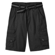 Boys Cargo Shorts Plugg Trekker Black Micro Rip Adjustable Waist Belted ... - $16.83